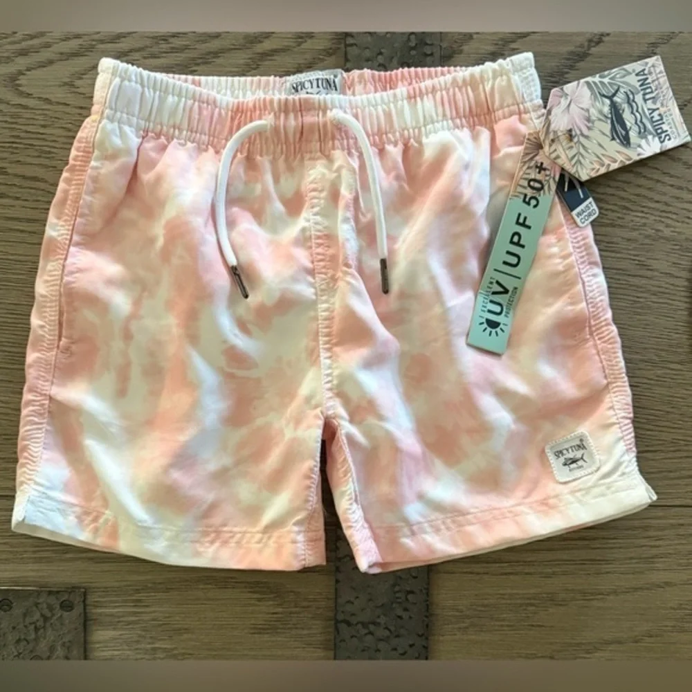 NWT Spicy Tuna  Kids' Peach Tie-Dye Swimming Shorts